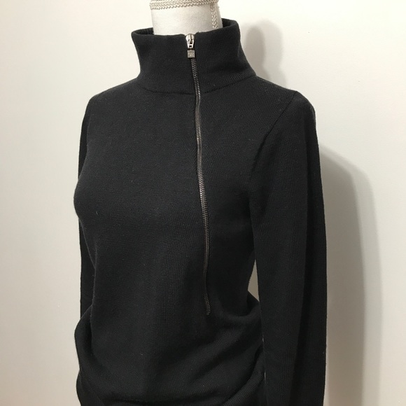 D. Exterior Asymmetrical Zip Collar Turtleneck - Picture 6 of 13